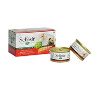 Schesir Filet de Poulet pour Chien avec bœuf - Nourriture Humide - 6 x 4 boîtes x 85 g