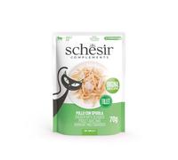 Schesir, Filets de Poulet avec Bar en gelée, Nourriture Humide complémentaire pour Chat, Recette Originale, 100% Naturelle, 12 enveloppes de 70 g