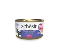 Schesir, Filets de Poulet avec bœuf en Bouillon, Nourriture Humide complémentaire pour Chats, Recette Originale, 100% Naturel, 12 boîtes de 70 g