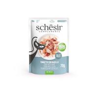 SCHESIR Complements Thon et merlu en gelée, sachet de nourriture humide complémentaire pour chats, 70 g