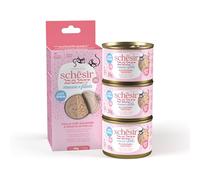 Schesir, Nourriture Humide complète pour Chatons bébé Mousse et Filets Poulet/Saumon (36 boîtes x 55 grammes)