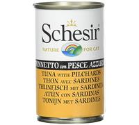 Schesir, Nourriture Humide pour Chats Adultes, saveur bacoreta au Poisson Bleu, préparée en gélatine Molle, Total 0,84 kg (6 boîtes x 140 g)