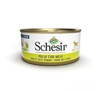 Schesir, Nourriture Humide pour Chiens Adultes, saveur Poulet et Pomme préparée avec des Filets en gelée avec de Vrais Morceaux de Fruits - Total 2,7 kg (18 boîtes x 150 g)