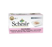 SCHESIR Poulet et agneau en gelée, nourriture humide pour chiens, 4 x 85 g