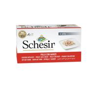 SCHESIR Poulet et bœuf en gelée, nourriture humide pour chiens, 4 x 85 g