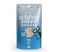 Schesir Silver, goût Poulet en Mousse, Nourriture Humide complète pour Chats âgés (12 x 80 g)