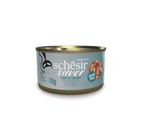 Schesir Silver, Goût Ton et Maquereau, Nourriture Humide complète pour Chats âgés (Lattines 12 de 70 g)