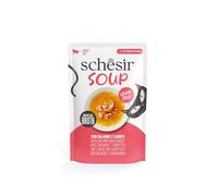 Schesir, Soupe avec Filets de Saumon et Carottes, Nourriture Humide complémentaire pour Chats, Recette Originale, 100% Naturel, 12 sachets de 40 g