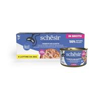 Schesir, Thon avec alicette en Bouillon, Nourriture Humide complète pour Chats, en Conserve, avec des vitamines supplémentaires, 100% Naturel, 6 x 85 g