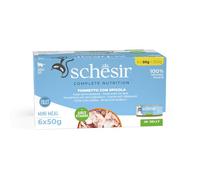 Schesir, Thon avec Bar, Nourriture Humide pour Chats en gelée, 8 x 6 boîtes de 50 g