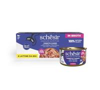 Schesir, Thon avec bœuf en Bouillon, Nourriture Humide complète pour Chats, en Conserve, avec des vitamines supplémentaires, 100% Naturel, 6 x 85 g