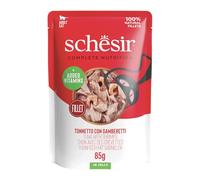 Schesir, Thon avec crevettes en gelée, Nourriture Humide complète pour Chats, en Sachet, 100% ingrédients naturels, sans cruauté, 12 x 85 g