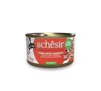 Schesir Thon avec crevettes en gelée, nourriture humide pour chats, en canettes, 100 % naturel, avec vitamines ajoutées, 12 x 85 g