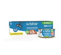 Schesir, Thon avec Poisson Bleu en gelée, Nourriture Humide complète pour Chats, en Conserve, 100% ingrédients naturels, sans cruauté, 8 x 140 g