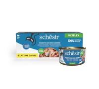 Schesir, Thon avec Poisson Bleu en gelée, Nourriture Humide complète pour Chats, en Conserve, avec des vitamines supplémentaires, 100% Naturel, 6 x 85 g