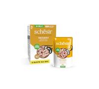 Schesir, Thon avec Poulet en gelée, Nourriture Humide complète pour Chats, en Sachet, 100% ingrédients naturels, sans cruauté, 6 x 85 g
