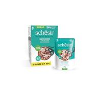 Schesir, Thon doré en gelée, Nourriture Humide complète pour Chats, en Sachet, ingrédients 100% naturels, Cruelty Free, 6 x 85 g