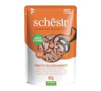 Schesir, Ton et Poulet avec crevettes en gelée, Nourriture Humide complète pour Chats, en enveloppe, ingrédients 100% naturels, sans cruauté 12 x 85 g