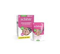 Schesir, Thon et Poulet avec Jambon en gelée, Nourriture Humide complète pour Chats, en Sachet, ingrédients 100% naturels, Cruelty Free, 6 x 85 g