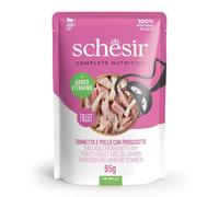 SCHESIR Thon et poulet avec jambon en gelée pour chats 85 g
