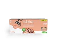 Schesir, Ton au Saumon en gélatine, Nourriture Humide complète pour Chats, en boîte, avec vitamines ajoutées, 100% Naturel, 6 x 85 g