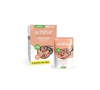 Schesir, Ton au Saumon en gélatine, Nourriture Humide complète pour Chats, en enveloppe, ingrédients 100% naturels, sans cruauté 6 x 85 g