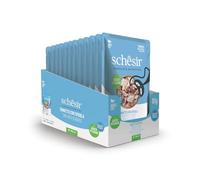 Schesir, Ton avec Bar en gelée, Nourriture Humide complète pour Chats, en enveloppe, ingrédients 100% naturels, sans cruauté 12 x 85 g