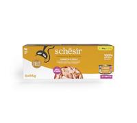 Schesir, Ton avec Boeuf en Bouillon, Nourriture Humide complète pour Chats, en boîte, avec vitamines ajoutées, 100% Naturel, 6 x 85 g