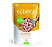 Schesir, Ton avec Poulet en gelée, Nourriture Humide complète pour Chats, en enveloppe, ingrédients 100% naturels, sans cruauté 12 x 85 g