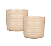 Scheurich Cottage, Set de 2 pots de fleurs en céramique, Couleur: Dry Reed, 16,6 cm de diamètre, 15,3 cm de hauteur, 2,6 l de volume.