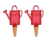 Scheurich Distributeur d'eau Nelly | 2X Rouge | 110 ml de capacité | Boule d'arrosage petite avec pied en argile | Distributeur d'eau pour plantes et fleurs en terre cuite avec manche