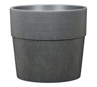 Scheurich Groove 40, Pot de Fleurs/Jardinière, Rond, Couleur: Carbone, fabriqué avec du Plastique recyclé, 8 Ans de Garantie, pour l'intérieur