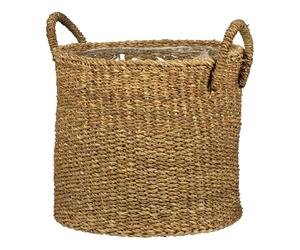Scheurich Jonc de mer 23 - Panier à plantes avec poignées en jonc de mer - Couleur : rainure - Diamètre : 24 cm - Hauteur : 20 cm - Volume : 7,5 l