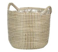 Scheurich Jonc de mer 26 - Panier à plantes avec poignées en jonc de mer - Couleur : blanc - Diamètre : 26 cm - Hauteur : 23,5 cm - Volume : 13,1 l