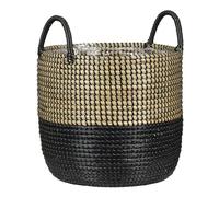 Scheurich Jonc de mer 34 - Panier à plantes avec poignées en jonc de mer - Couleur : noir naturel - Diamètre : 34 cm - Hauteur : 30,5 cm - Volume : 26,9 l