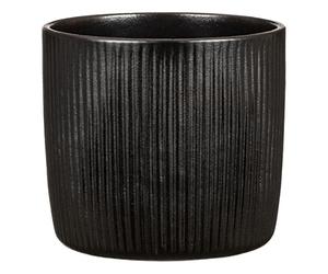 Scheurich Solido Linea - Pot de Fleurs en céramique - Ebano - Diamètre : 21,2 cm - Hauteur : 19,3 cm - Volume : 5,6 l