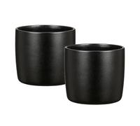 Scheurich Solido - Lot de 2 pots de fleurs en céramique - Couleur : Ebano - Diamètre : 15 cm - Hauteur : 13,7 cm - Volume : 1,9 l