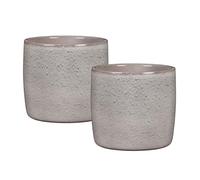 Scheurich Solido, Set de 2 pots de fleurs en céramique, Couleur: Seashell, 15 cm de diamètre, 13,7 cm de hauteur, 1,9 l de volume.