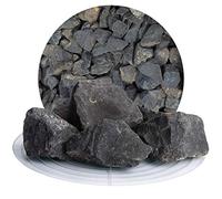 Schicker Mineral Gravillons décoratifs en Basalte Anthracite 32-56 mm, Sac 25 kg, Pierre Naturelle Gris Anthracite/Noir, Origine Allemagne, pour massifs, allées et aménagements extérieurs