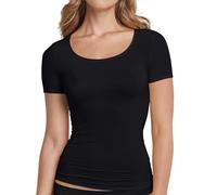 Schiesser 155413 T-Shirt à Manches Courtes pour Femme Coupe personnalisée, Noir_155413, L