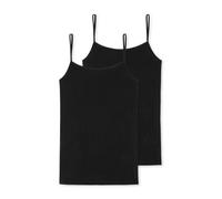 Schiesser Lot de 2 Maillots de Corps Spaghetti en Coton 95/5 Bio sous-vêtement, Noir_174388, 48 Plus Femme