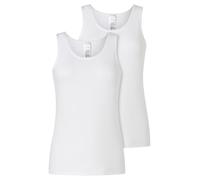 Schiesser Damen 2 Pack Unterhemd Tanktops mit Spitze Baumwolle Mix-Modern Multipacks sous-vêtement, Blanc 182906, 40 Femmes