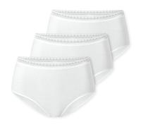 Schiesser Damen 3 Pack Maxi Slip Unterwäsche mit Hoher Taille und Spitze Baumwolle Mix-Multipacks, Blanc 182909, 46 Femmes