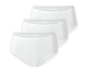 Schiesser Damen 3 Pack Maxi Slip Unterwäsche mit Hoher Taille und Spitze Baumwolle Mix-Multipacks, Blanc 182909, 46 Femmes