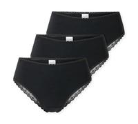 Schiesser Damen 3 Pack Panties Unterwäsche mit Spitze Baumwolle Mix-Modern Multipacks sous-vêtements Hispter, Noir_182905, 38 Femmes