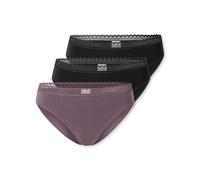 Schiesser Damen 3 Pack Slip Unterwäsche mit Spitze Baumwolle Mix-Multipacks, Assortis 3_182908, 48 Femmes