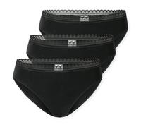 Schiesser Damen 3 Pack Slip Unterwäsche mit Spitze Baumwolle Mix-Multipacks, Noir_182908, 44 Femmes