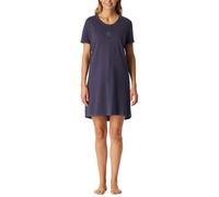 Schiesser Damen Nachthemd Kurzarm Weiche Baumwolle Bigshirt mit Taschen-Nightwear Chemise de Nuit, Indigo_181252, 44 Femmes