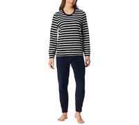 Schiesser Damen Schlafanzug Lang Frottee Warm Kuschelig Wohlfühlen-Nightwear Ensemble de Pijama, Bleu Nuit_181968, 46 Femmes