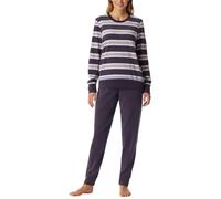 Schiesser Damen Schlafanzug Lang Frottee Warm Kuschelig Wohlfühlen-Nightwear Ensemble de Pijama, Indigo_181968, 40 Femmes